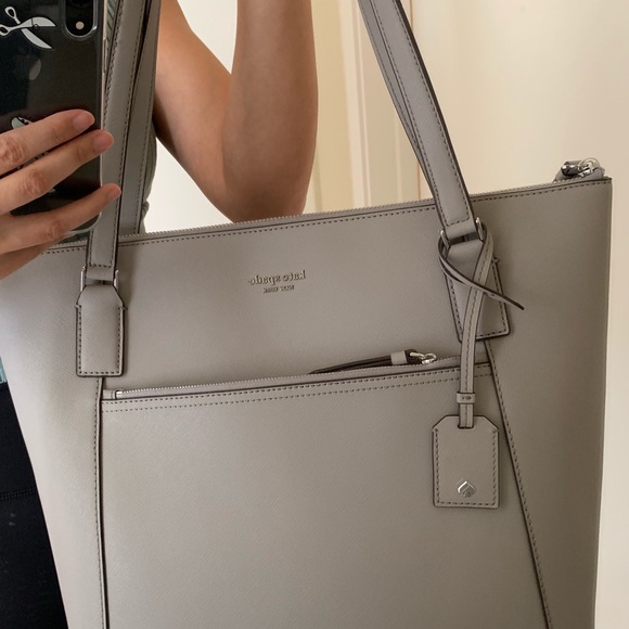 KATE SPADE CAMERON LARGE POCKET TOTE TAUPE GRAY - Picture 5 of 8